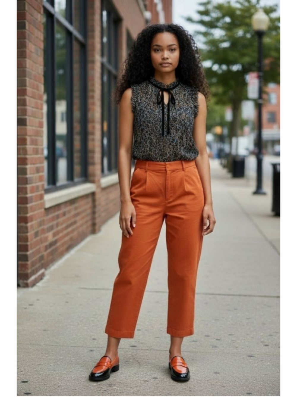 Unbranded Black Orange Lace Sleeveless Blouse S